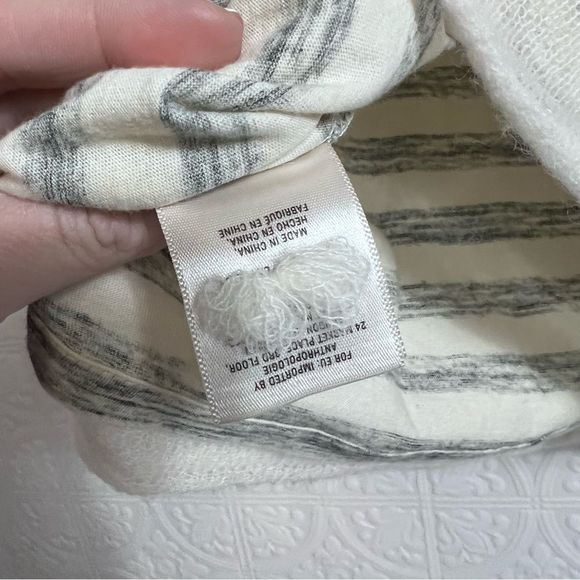 Anthropologie Moth Ivory Striped Layered Cowl Neck Sweater - Picture 8 of 10